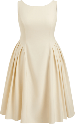Linen-blend Boat Neck Backless Ruffle Hem Midi Dress Curve & Plus