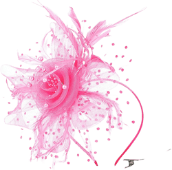 Durzasvo Women's Fascinators Tea Party Wedding Mesh Flower Pearl Feather Fascinator Hat with Headband and Clip Pink at Amazon Women’s Clothing store
