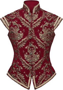 CosplayDiy Mens Tudor Vest Victorian Suit Vest Tudor Jerkin Gothic Steampunk Waistcoat Medium Red