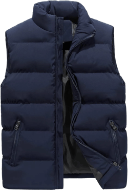 Mens Big and Tall Sleeveless Coat,Quilted Lightweight Puffy Vest Outwear Full Zip Slim Stand Collar Vest with Pocket 3X-Large 01-blue