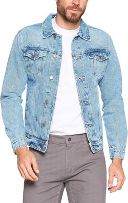 vkwear Red Label Men’s Premium Casual Faded Denim Jean Button Up Cotton Slim Fit Jacket 4X-Large Light Blue