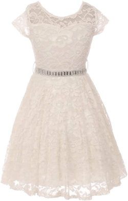 iGirlDress Little Girls Floral Lace Flower Girls Dresses Plum Size 2 8 Ivory