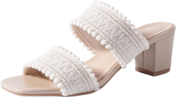 Amazon.com | N.N.G Women Heels Sandals Braided Block Nude Summer Chunky Square Leather Woven Comfort Strappy Dress Casual Pumps Mules | Heeled Sandals
