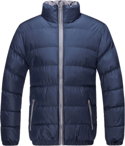Men's Heavy Quilt Coat, Winter Casual Jacket, Short Classic Puffer, Water Resistant, Bomber Jacket Large Navy
