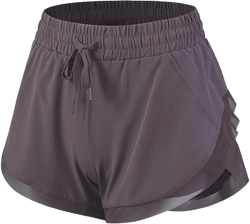 Athletic Shorts for Women High Waisted Quick Dry 2 in 1 Flowy Workout Short Lightweight Running Gym Yoga Biker Shorts Large A01_purple