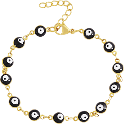 Edforce Stainless Steel Women's Charm Enamel Evil Eye Protection Link Chain Bracelet