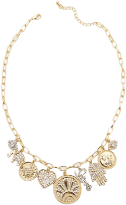 Rhinestone Pendant & Charm Necklace