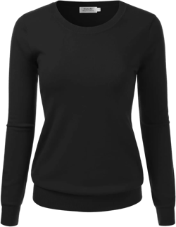 Women's Crewneck Long Sleeve Pullover Premium Soft Knit Sweater (S-XXL) Small Black