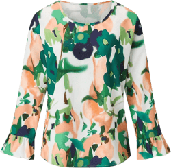 OYOANGLE Women's Floral Print Tunic Blouse Round Neck Long Sleeve Casual Shirt Top