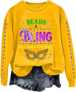 Half Zip Sweatshirt Women, Carnival Themed Outfit Party Mask Graphic 3/4 Sleeve Tunic Tops Crewneck Parade Blouse