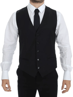 Dolce & Gabbana Elegant Black Wool Silk Dress Vest