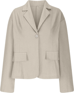 2024 Fall Cotton Linen Blazer Women Long Sleeve Lightweight One Button Cardigan Jackets Business Casual Work Outwear 02-beige Large