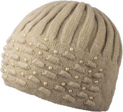 Dahlia Women's Skullies & Beanies - Angora Wool Beanie Hat with Pearl Accent One Size Tan