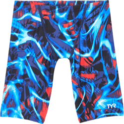 TYR Boys' Durafast Lite Jammer Swimsuit 24 Electro Red/White/Blue