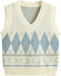 SweatyRocks Women's Plaid Geo Sleeveless V Neck Knit Crop Top Sweater Vest Large Pale Brown