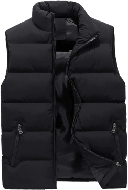 WENKOMG1 Winter Puffer Vest For Men,Lightweight Packable Ski Vest Zip Up Sleeveless Water Resistant Outerwear Medium Black