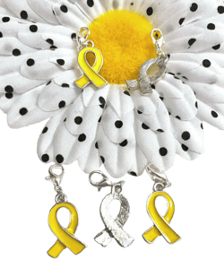 Yellow Enamel Awareness Ribbon Charm- Childhood Cancer Support Our Troops Suicide Prevention Missing Children Service Animals Hope Support