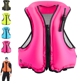 SOLY Inflatable Snorkel Vest for Adults，Snorkeling Vest，Snorkeling Vest for Kayaking Canoeing Water Sports Safety. pink