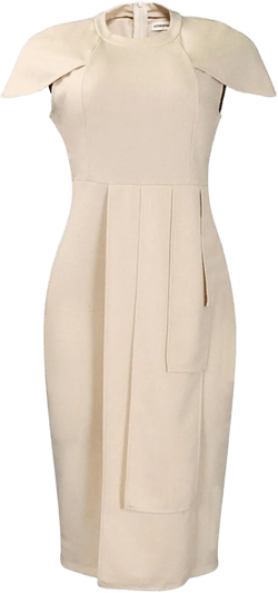 HGps8w Women's Elegant Petal Sleeve Knee-Lenght Pencil Dress Ruched High Waist Bodycon Formal Office Work Midi Dresses XX-Large 01 Beige