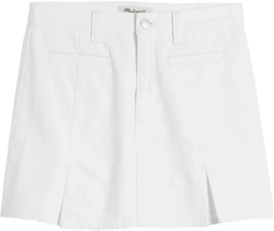 Denim Pleated Mini Skirt in Tile White