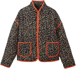 Perbai Womens Floral Cropped Quilted Jacket Lightweight Reversible Open Front Puffer Cardigan Coat