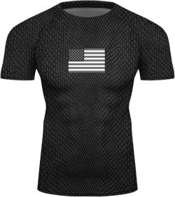 USA American Flag Patriotic Rash Guard Compression Shirt BJJ Jiu Jitsu Rashguard - for No-Gi, Gi, & MMA XX-Large Black Snakeskin
