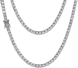 putouzip Tennis Chain Necklace For Men 18K Gold Plated 3/4/5MM Round Cut Faux Diamond Link Chains Jewelry Necklace 18inch 5mm Silver Tennis Chain Necklace