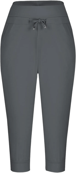 Leggings with Pockets for Women Summer Casual 2024 Drawstring Slimming Comfy Capris Cozy Knee Length Solid Pants X-Large A04-dark Gray