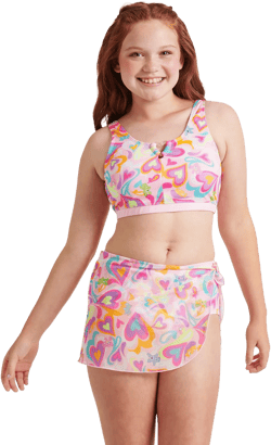 Justice Care Bears 3-Piece Bikini with Cover Up Skirt Swimsuit, Sizes 5-18