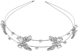 Beaupretty Bride Wedding Headband, Rhinestone Crystal Ornament Butterflies Girls Crown Tiara for Females (Silver)