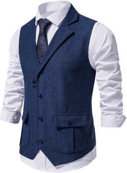 AIEOE Suit Vest for Men Herringbone Tweed Suit Vest Business Formal Dress Vests Slim Fit Tailored Collar Waistcoat