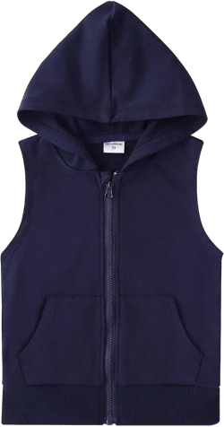 Spring&Gege Boys’ Full Zip Sleeveless Hooded Vest Basic Zipper Tank Tops Sweatshirt with Pockets Solid-navy Blue 9-10 Years