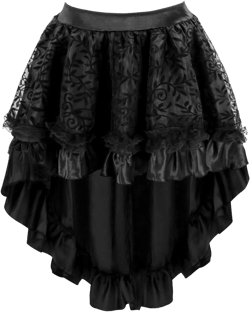 Charmian Women's Steampunk Retro Gothic Vintage Satin High Low Skirt with Zipper Large Black