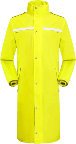 iCreek Raincoat Waterproof Long Rain Jacket Lightweight Rainwear Reflective with Packable Hood for Men Women Adults Yellow Small