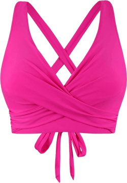 coastal rose Women's Underwire Bikini Top Only V Neck Criss Cross Push Up Full Coverage Swimsuit Top Bathing Suits 6 Hot Pink