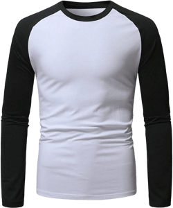 SOLY HUX Men's Casual Long Sleeve T-Shirts Crewneck Baseball Tee Raglan Sleeve Shirt Tops Black and White M