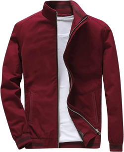 Men's Lightweight Bomber Jacket Slim Fit Zip Up Softshell Jacket Classic Windbreaker Outdoor Casual Business Jacket X-Large Red