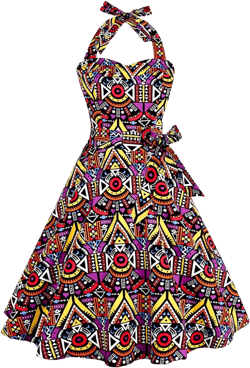 Topdress Women'sVintage Polka Audrey Dress 1950s Halter Retro Cocktail Dress Medium African