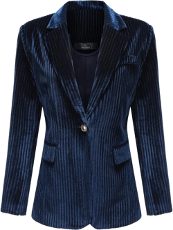 YUNCLOS Womens Velvet Blazer Jacket Slim Fit 1 Button Casual Lapel Office Dress Coat Large Blue