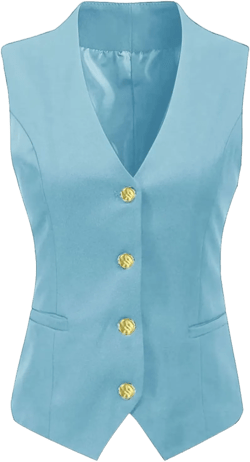 Women's Vest V-Neck Business Formal Sleeveless Jacket Office Workwear Fully Lined Jacket Lady Waistcoat X-Large Sky Blue