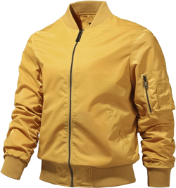 Maiyifu-GJ Men's Windproof Flight Bomber Jacket Full Zip Fall Winter Warm Windbreaker Slim Fit Lightweight Soft shell Coat (Yellow,XX-Large)
