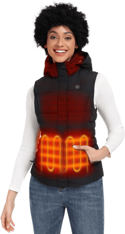 ORORO Women's Heated Down Vest with Detachable Hood, Heating Vest with 800 Fill Down (Charger Not Included) X-Large Black