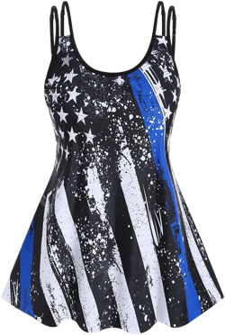 ROSE GAL Rosegal Plus Size Women 2 Piece Swimsuit American Flag Print Tankini Swimwear