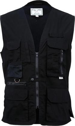Foxfire Men's Utility Hiking Safari Vest for Travel, Photo, and Outdoor Wear with Pockets, Cotton XX-Large Tactical Black