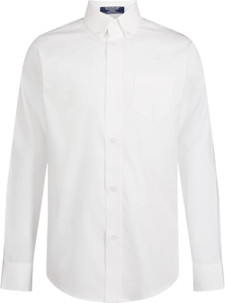 IZOD Boys' Long Sleeve Solid Button-Down Collared Oxford Shirt with Chest Pocket 14-16 Husky Classic White