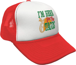 Speedy Pros Trucker Hat I'm Here for The Tacos Snapback Baseball Cap for Men & Women Red Design Only