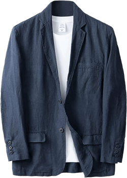 Men's Linen Cotton Casual Suits Blazer Jackets Lightweight Sports Coats Notched Lapel Blazer XX-Large Navy