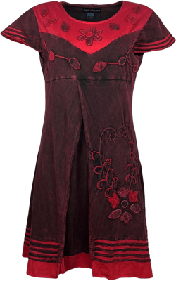 Agan Traders Women's 2025 Spring Light-Weight Rib Cotton Boho Dress - Cap Sleeve Knee Length Summer Dresses with Razor Cuts XX-Large Burgundy Red