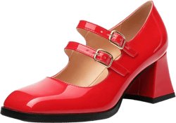 Amazon.com | MisaeMila Women's Pumps, Adjustable Strap for Mary Jane Square Headed Toe Patent Women's High Heels 2.4 Inch | Pumps
