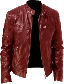 Maiyifu-GJ Men's Faux Leather Biker Jacket Vintage Motorcycle Jacket Outerwear Retro Stand Collar PU Leather Slim Fit Coat 4X-Large Red Wine